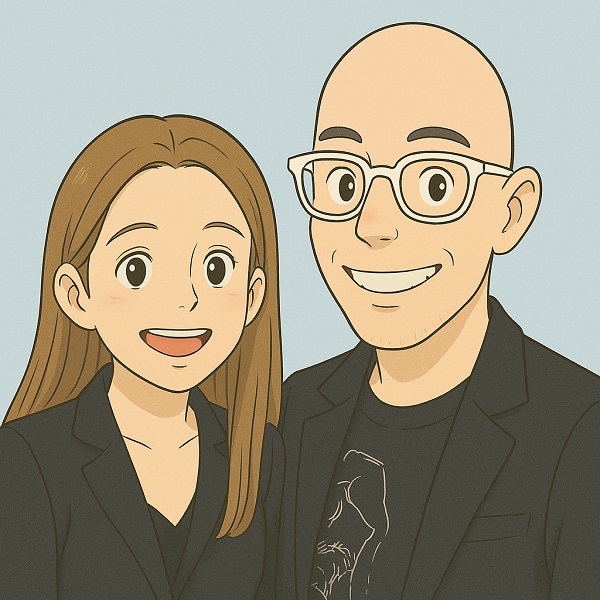 Nicole DePaola and Albert Balcells featured as Ghibli-style anime characters